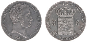 Koninkrijk NL Willem I (1815-1840) - 3 Gulden 1823 B (Sch. 255/RRR) mintage only 13,817 pcs. but only a small percentage survived, extremely rare - VF...