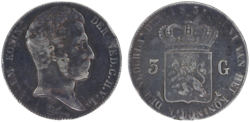 Koninkrijk NL Willem I (1815-1840) - 3 Gulden 1831 (Sch. 249) - Fine, traces of ...