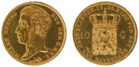 Koninkrijk NL Willem I (1815-1840) - 10 Gulden 1824 B (Sch. 190) - Gold - VF+, polished