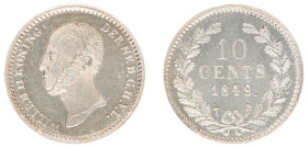Koninkrijk NL Willem II (1840-1849) - 10 Cent 1849 (Sch. 535) - FDC, as struck, exceptional quality