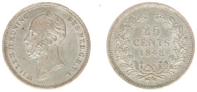 Koninkrijk NL Willem II (1840-1849) - 25 Cent 1848 (Sch. 532) - PR+