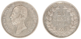Koninkrijk NL Willem II (1840-1849) - 25 Cent 1849 (Sch. 533) - PR/UNC
