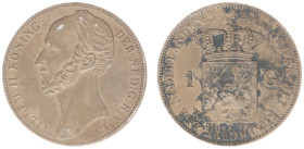 Koninkrijk NL Willem II (1840-1849) - 1 Gulden 1842 (Sch. 519b/RR) - XF, dark spots and unattractive dark toning