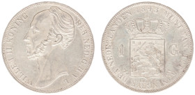 Koninkrijk NL Willem II (1840-1849) - 1 Gulden 1843 (Sch. 520a) - XF, some scratches on reverse