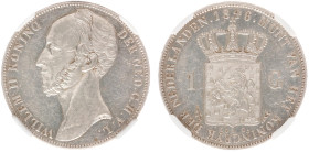 Koninkrijk NL Willem II (1840-1849) - 1 Gulden 1846 lelie (Sch. 523) - in NGC slab AU 58