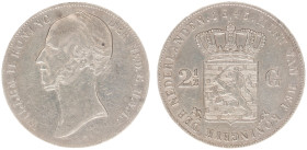 Koninkrijk NL Willem II (1840-1849) - 2½ Gulden 1845 mm. lelie en streepje (Sch. 510a) - VF/XF