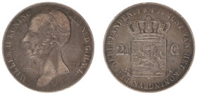 Koninkrijk NL Willem II (1840-1849) - 2½ Gulden 1845 mmt. lelie met parel op de band (Sch. 511) - F/VF
