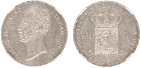 Koninkrijk NL Willem II (1840-1849) - 2½ Gulden 1846 mm. lilly (Sch. 512) - in NGC slab MS 60