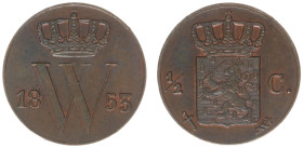 Koninkrijk NL Willem III (1849-1890) - ½ Cent 1853 (Sch. 706) - XF/UNC