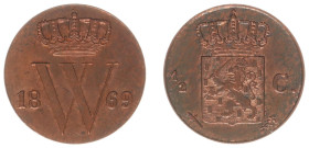 Koninkrijk NL Willem III (1849-1890) - ½ Cent 1869 (Sch. 717) - XF/UNC