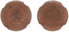 Koninkrijk NL Willem III (1849-1890) - ½ Cent 1885 (Sch. 727) - in slab NGC MS 64 BN