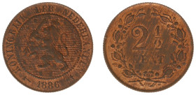Koninkrijk NL Willem III (1849-1890) - 2½ Cent 1886 (Sch. 684) - XF/UNC, obverse weakly struck