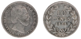 Koninkrijk NL Willem III (1849-1890) - 10 Cent 1868 (Sch. 648/RR) - F/VF, very rare