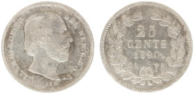 Koninkrijk NL Willem III (1849-1890) - 25 Cent 1890 zonder punt achter jaartal / without dot behind date (Sch. 639a) - Fine
