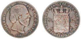 Koninkrijk NL Willem III (1849-1890) - ½ Gulden 1866 jaartalwijziging uit 18_ _ (vgl. Sch. 632) - patina - XF