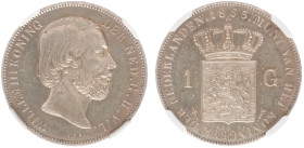 Koninkrijk NL Willem III (1849-1890) - 1 Gulden 1853 (Sch. 606) - in NGC slab MS 61