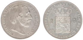 Koninkrijk NL Willem III (1849-1890) - 1 Gulden 1853/51 OVERDATE (Sch. 606b/R) - a.XF, light scratches on rev.