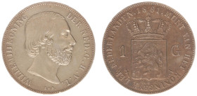 Koninkrijk NL Willem III (1849-1890) - 1 Gulden 1861 (Sch. 614) - a.XF, nice patina