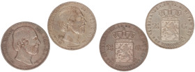 Koninkrijk NL Willem III (1849-1890) - 2½ Gulden 1869 (Sch. 595) - VF/XF & 2½ Gulden 1873 (Sch. 599) - good XF