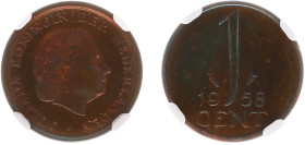 Koninkrijk NL Juliana (1948-1980) - 1 Cent 1958 (Sch. 1243) - in NGC slab PF 64 BN