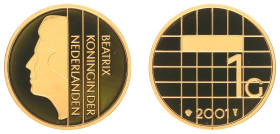 Koninkrijk NL Beatrix (1980-2013) - 1 Gulden 2001 - Gold - Prooflike in orig. cassette