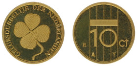 Koninkrijk NL Beatrix (1980-2013) - Medal "GELUKSDUBBELTJE DER NEDERLANDEN" with 4-leaf clover on the obverse and 10 cents on the reverse, period Beat...