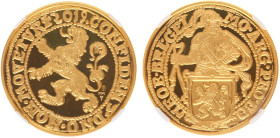 Koninkrijk NL Willem-Alexander (2013- ) - Restrike Leeuwendaalder 2019 mm. Sint Servaasbrug, reeded edge - official Mint Medal in gold based upon pied...