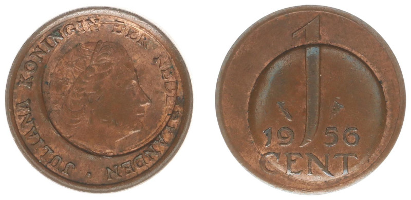 Misslagen en afwijkingen Koninkrijk NL - 1 Cent 1956 interesting MISSTRIKE - VF/...