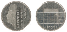 Misslagen en afwijkingen Koninkrijk NL - 1 Gulden 2000 with MISSTRIKE 'clipped planchet' - a.XF