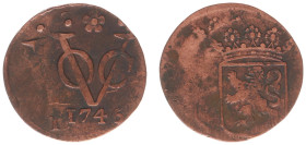 Verenigde Oost-Indische Compagnie (1602-1799) - Holland - Duit 11746 Error (Scho. 92) - double strike with additional '1', 'V' and fleurons - Fine