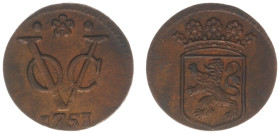 Verenigde Oost-Indische Compagnie (1602-1799) - Holland - AE Doit 1751 (Ref.: Scho.97; Passon 12.2) - 3.16 g. - mint Dordrecht. XF-UNC