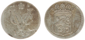 Verenigde Oost-Indische Compagnie (1602-1799) - Holland - Duit 1759 struck in silver reeded edge (Scho. 138) - 2.81 gram - VF