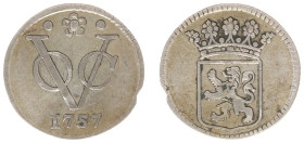 Verenigde Oost-Indische Compagnie (1602-1799) - Holland - ½ Duit 1757 struck in silver reeded edge (Scho. 361) - 1.56 gram - VF