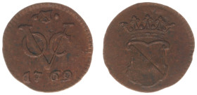 Verenigde Oost-Indische Compagnie (1602-1799) - Utrecht - AE ½ doit 1769 (Ref.: Scho.394 RR; Passon 14.9) - 1.61 g. Rare - VF
