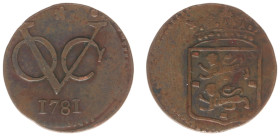 Verenigde Oost-Indische Compagnie (1602-1799) - West-Friesland - Duit 1781 Error (Passon 15.18 R / Scho. 248 R) - struck off center - VF - rare date
