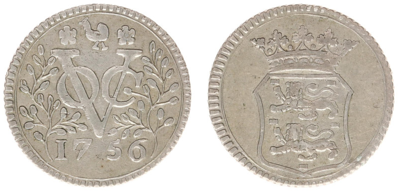 Verenigde Oost-Indische Compagnie (1602-1799) - West-Friesland - Duit 1756 struc...