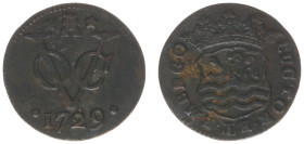 Verenigde Oost-Indische Compagnie (1602-1799) - Zeeland - AE Doit 1729 (Ref.: Scho.156b; Passon 16.9) - 2.01 g. - var. with 5-pointed star above VOC-m...