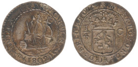 Nederlands-Indië - Bataafse Republiek (1799-1806) - ¼ Scheepjesgulden 1802 (Scho. 492e) - patina - VF/XF