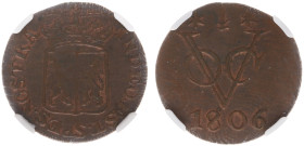 Nederlands-Indië - Bataafse Republiek (1799-1806) - Duit 1806 (Scho. 506 / Passon 22.3) - luster - NGC AU58 BN