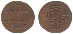 Nederlands-Indië - Onder het Koninkrijk Holland en het Franse Keizerrijk (1806-1811) - ½ Duit 1808 (Scho. 562 / Passon 25.3) - UNC