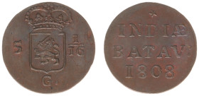 Nederlands-Indië - Onder het Koninkrijk Holland en het Franse Keizerrijk (1806-1811) - Holland - Duit 1808 (Scho. 557 / Passon 25.1) - luster - UNC
