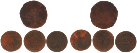 Nederlands-Indië - Brits Bestuur (1811-1816) - AE stiver (13.03 g.) & ½ stiver (3.37, 4.45, 3.28 g.), Bale-mark of the British East India Company, sur...