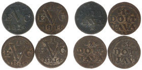 Nederlands-Indië - Brits Bestuur (1811-1816) - Duit 1814 (Passon 30.1 / Scho. 614/ KM 244) - Obv. 'VEIC'-monogram / Rev. 'DOIT JAVA' - Total 4 pcs. in...