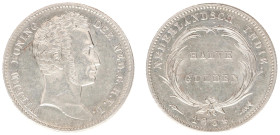 Nederlands-Indië - Nederlands-Indisch Gouvernement (1816-1949) - ½ Gulden 1834 OVER 1827 (Passon 31.7 / cf. Scho. 621) - XF+