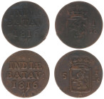 Nederlands-Indië - Nederlands-Indisch Gouvernement (1816-1949) - AE doit, 1816 H (H. de Heus Amsterdam) (Ref.: Scho. 630a; Passon 31.18). Crowned shie...