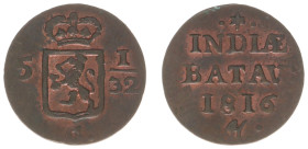 Nederlands-Indië - Nederlands-Indisch Gouvernement (1816-1949) - ½ Duit 1816 mm. H (Scho. 634 / Passon 31.25) - luster - UNC