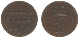 Nederlands-Indië - Nederlands-Indisch Gouvernement (1816-1949) - ¼ Stuiver 1826 S British imitation on thinner flan (Scho. 647c) - 2.22 gram - VF