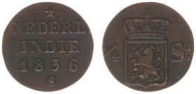 Nederlands-Indië - Nederlands-Indisch Gouvernement (1816-1949) - ¼ Stuiver 1836 S (Suermondt) (Ref.: Scho. 649c; Passon 31.15) - 3,03 g. - Obv: Crowne...
