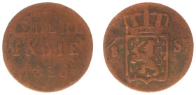 Nederlands-Indië - Nederlands-Indisch Gouvernement (1816-1949) - AE 1/8 stiver 1826 S - (Ref.: Scho.655b; Passon 31.17) - 1.47 g. - Obv: Crowned shiel...