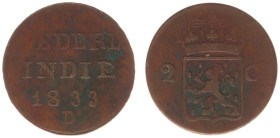 Nederlands-Indië - Nederlands-Indisch Gouvernement (1816-1949) - 2 Cent 1833 D = Demmenie, Soerabaia (Passon 31.30 R / KM 290 / Scho. 701a / RR) - 11 ...